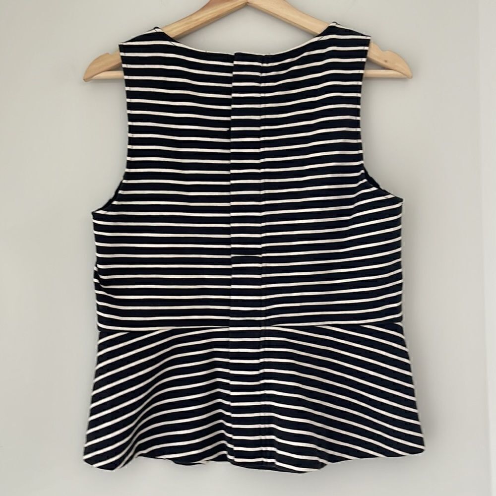 J. CREW Ponte Peplum Top in Stripe Black and White Size Small - Picture 4 of 8